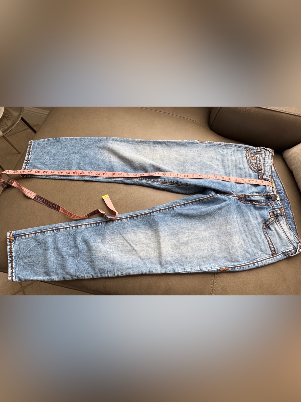 True Religion Light Blue Distressed Back Pocket Jeans